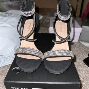 Black heels with rhinestones